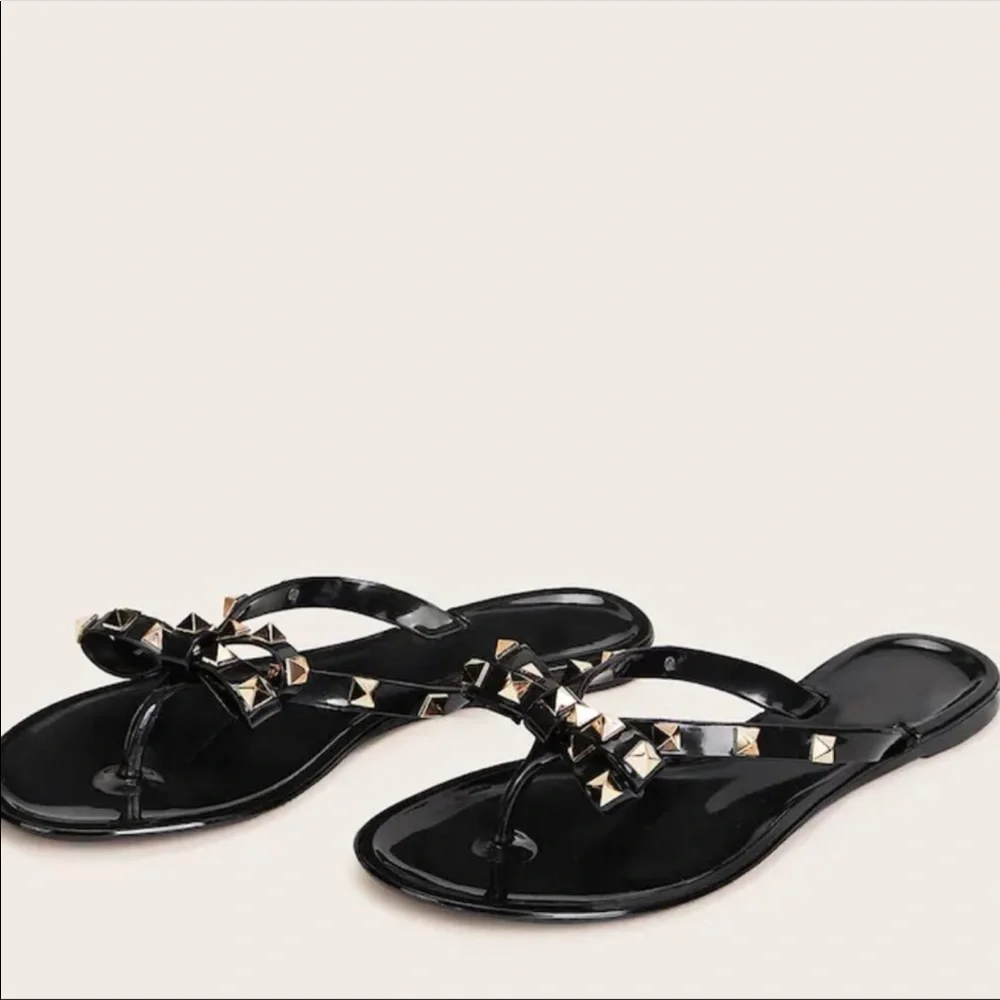 Black Jelly Open Toe Slip On Sandal - Picture 3 of 5